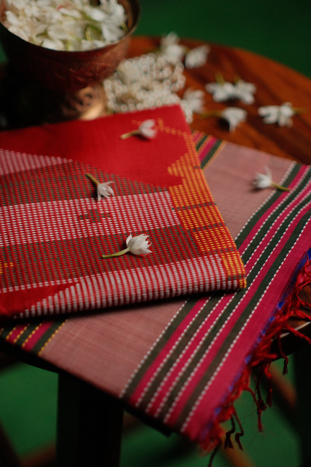 Red and Purple Mangalgiri Saree