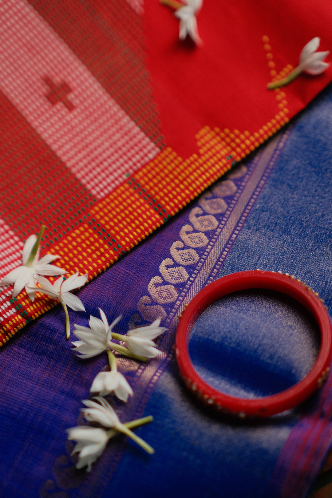 Red and Purple Mangalgiri Saree