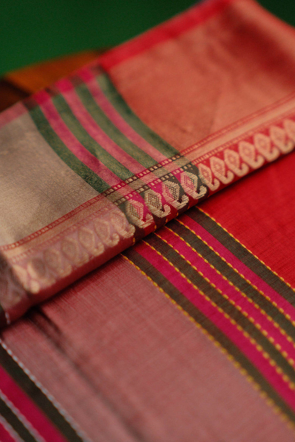 Red and Purple Mangalgiri Saree