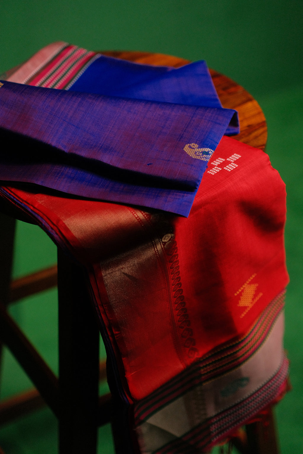 Red and Purple Mangalgiri Saree