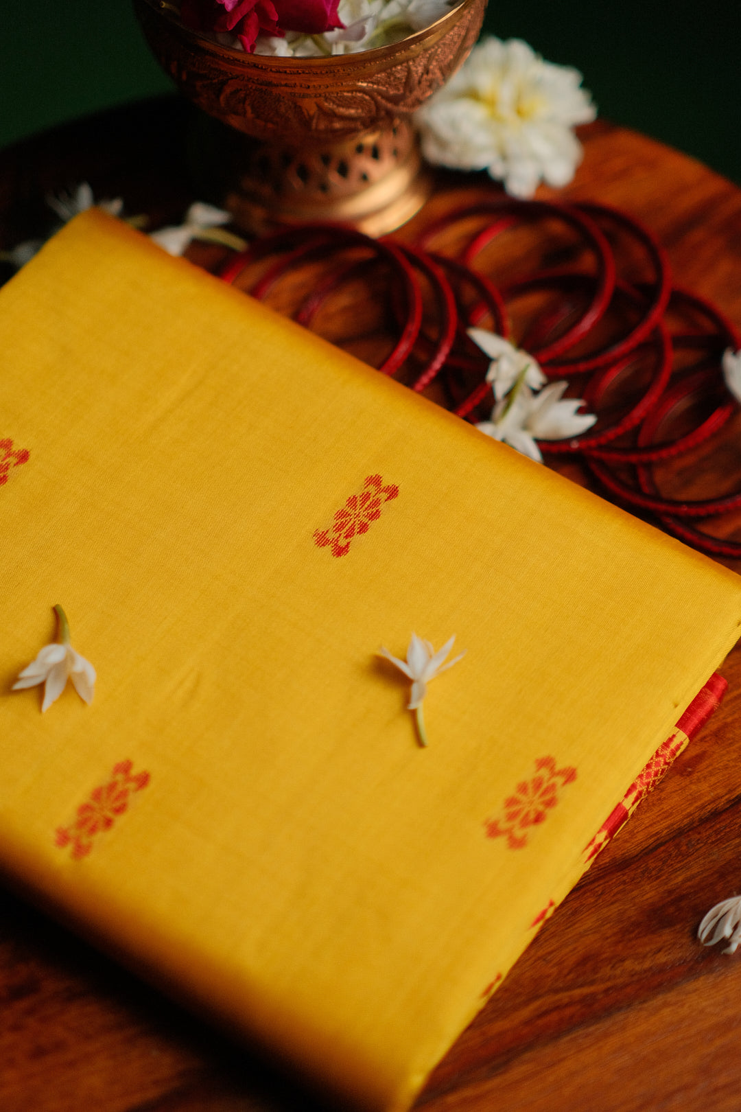 Gold and red Garad Silk Saree