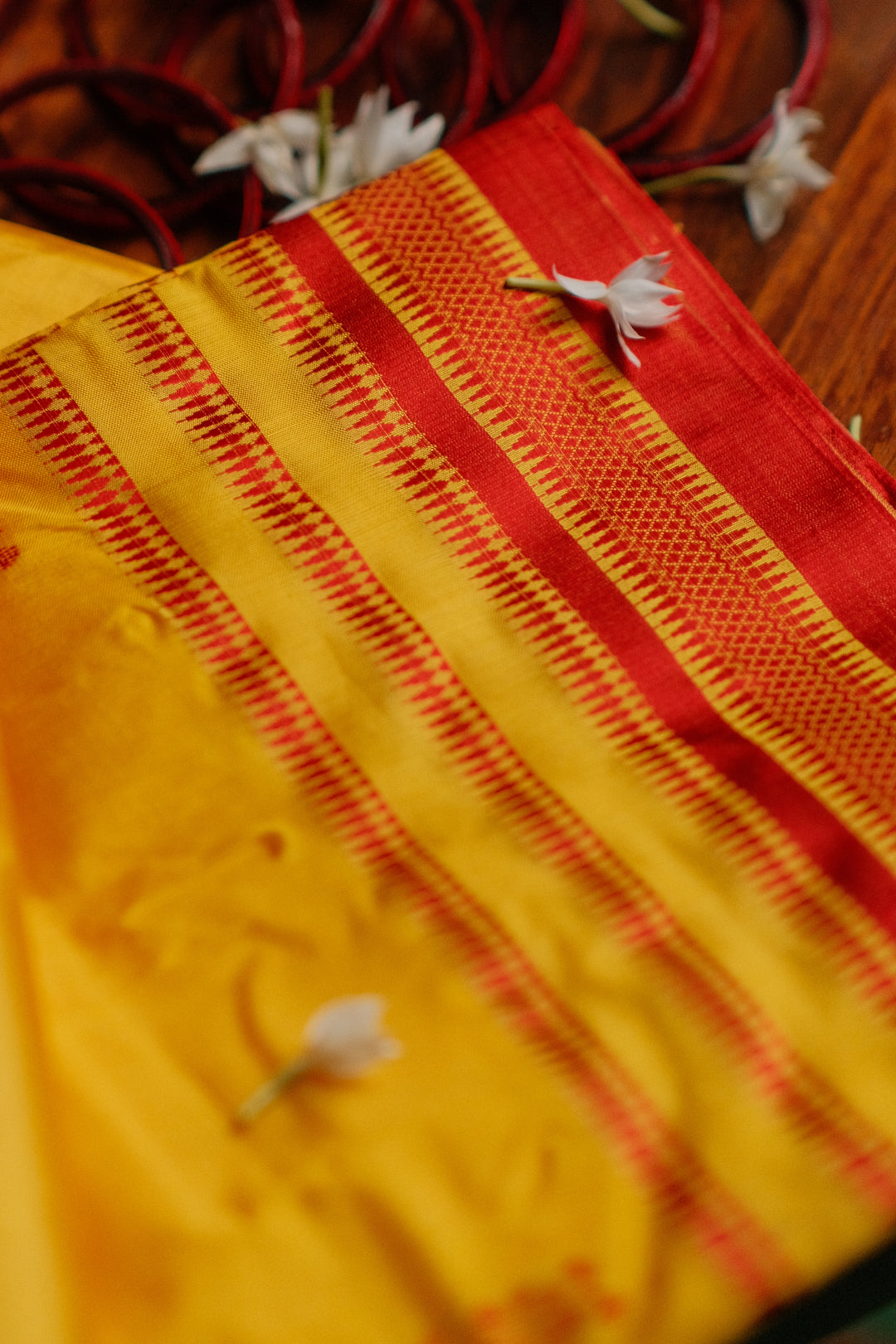 Gold and red Garad Silk Saree