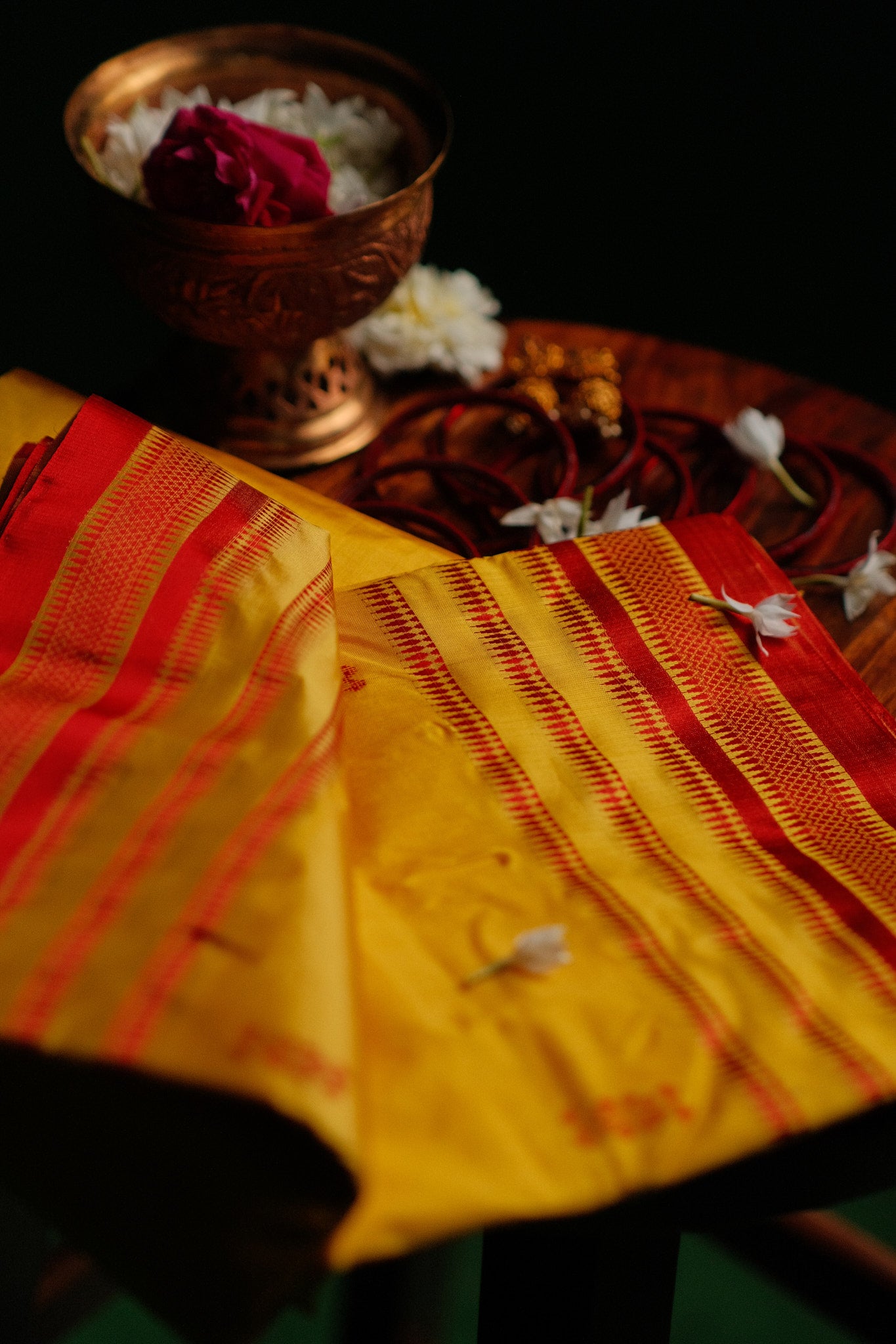 Gold and red Garad Silk Saree