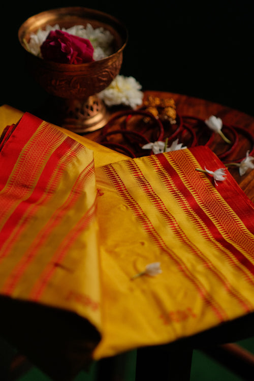 Gold and red Garad Silk Saree