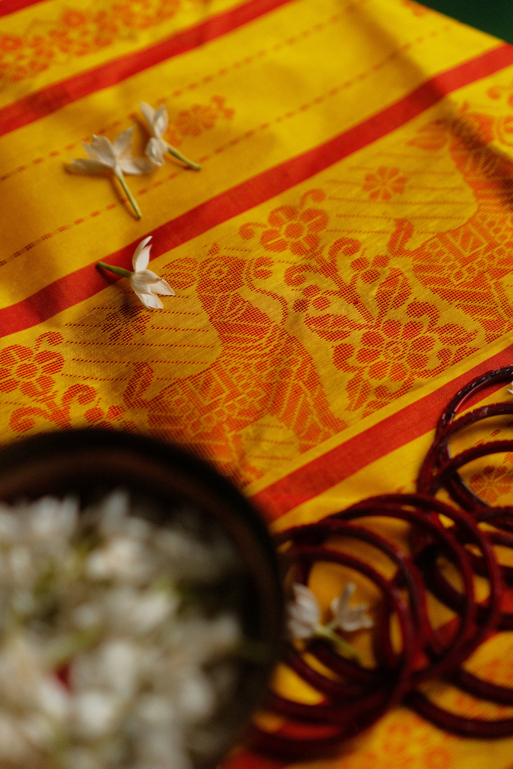 Gold and red Garad Silk Saree