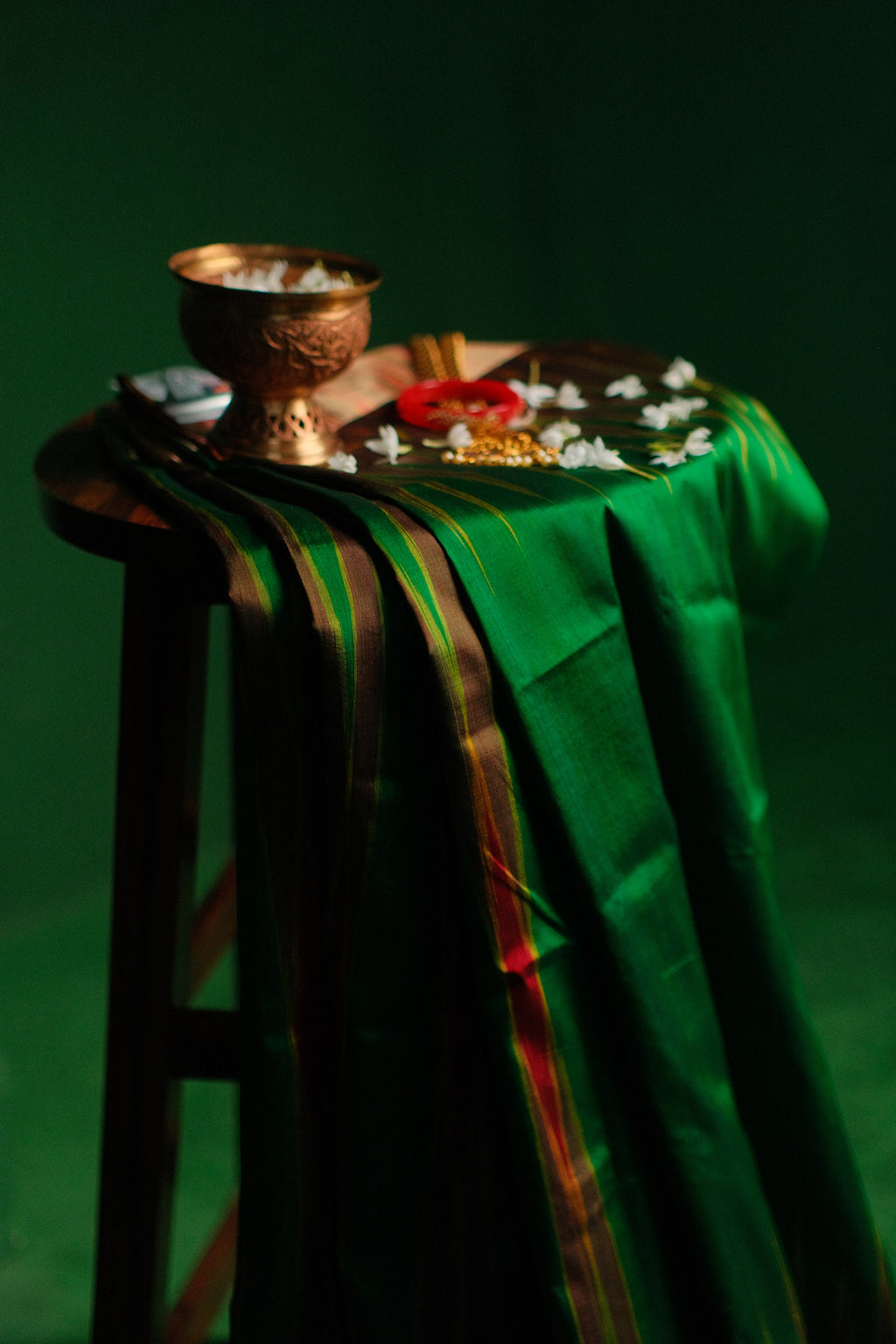 Green and Red Ikkat Garad Silk