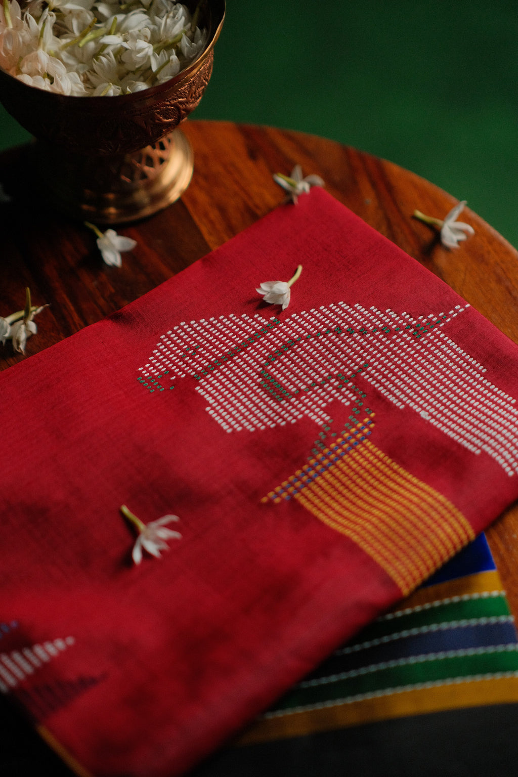 Red and Blue Mangalgiri Saree