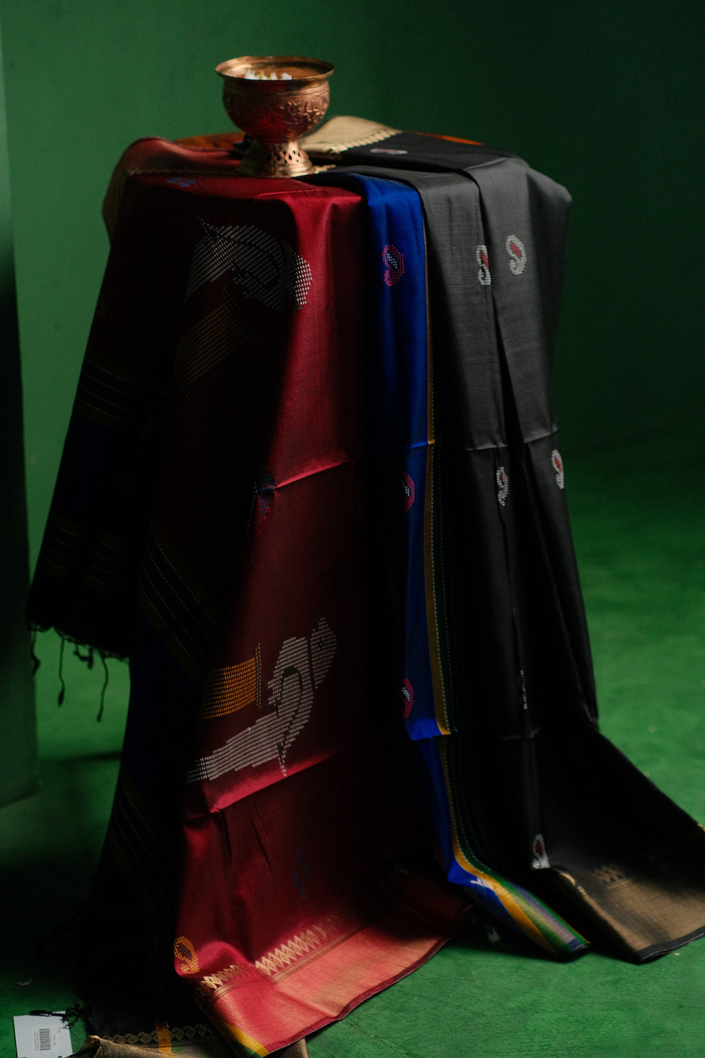 Red and Blue Mangalgiri Saree