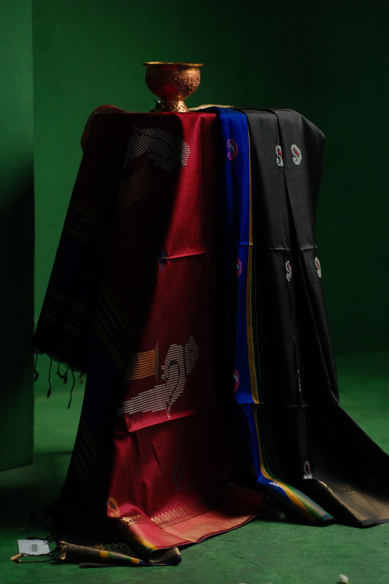 Red and Blue Mangalgiri Saree