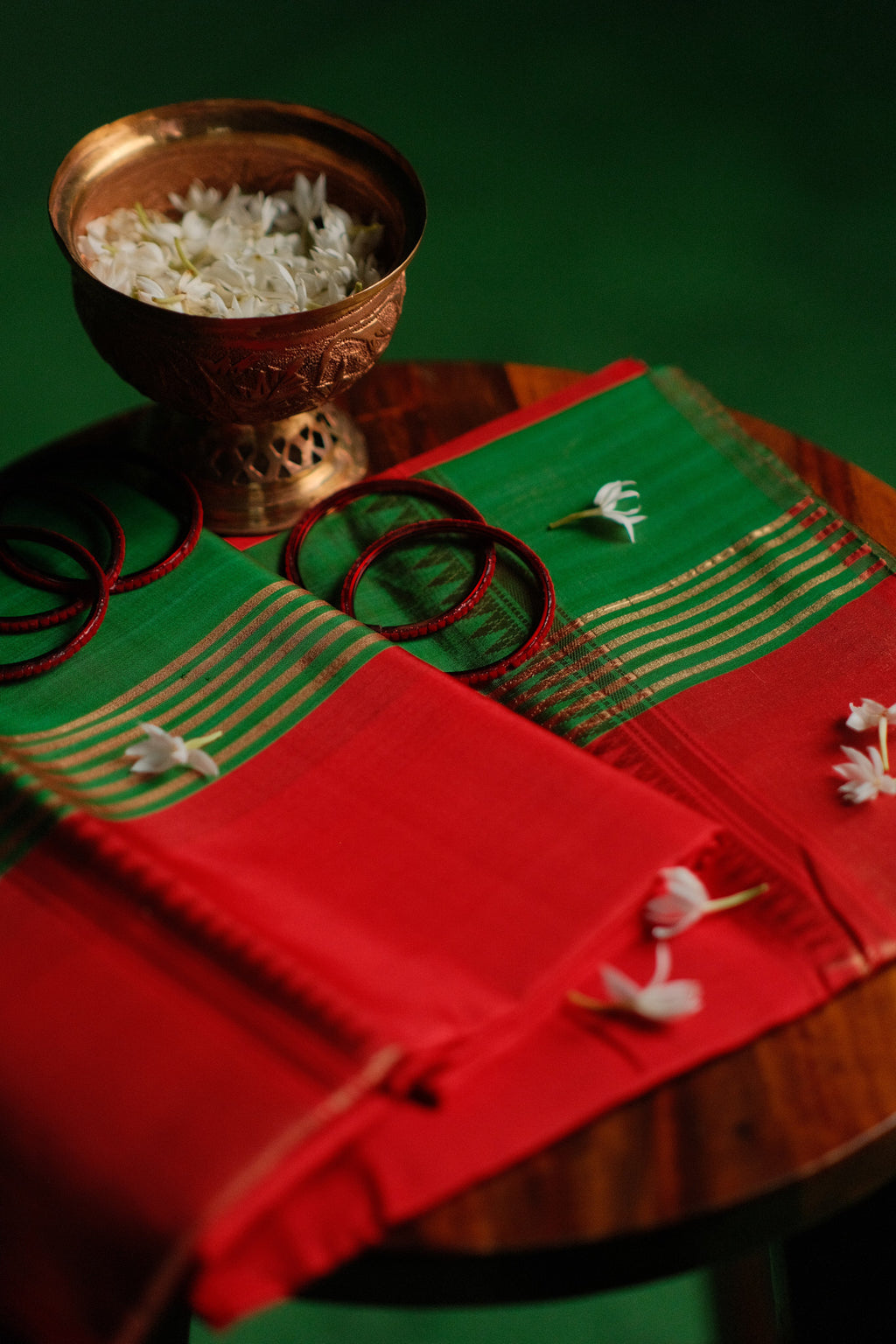 Red Green Judipar Saree