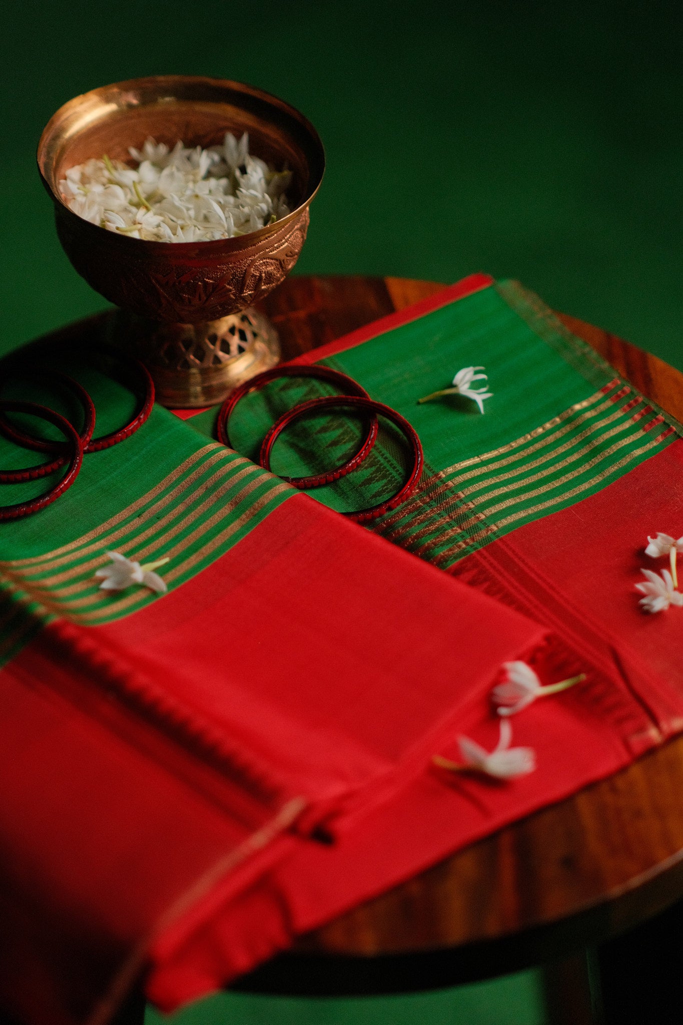 Red Green Judipar Saree