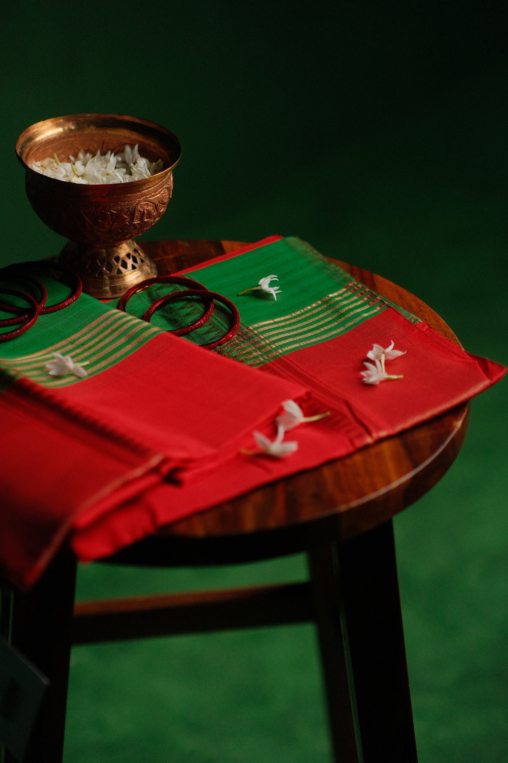 Red Green Judipar Saree