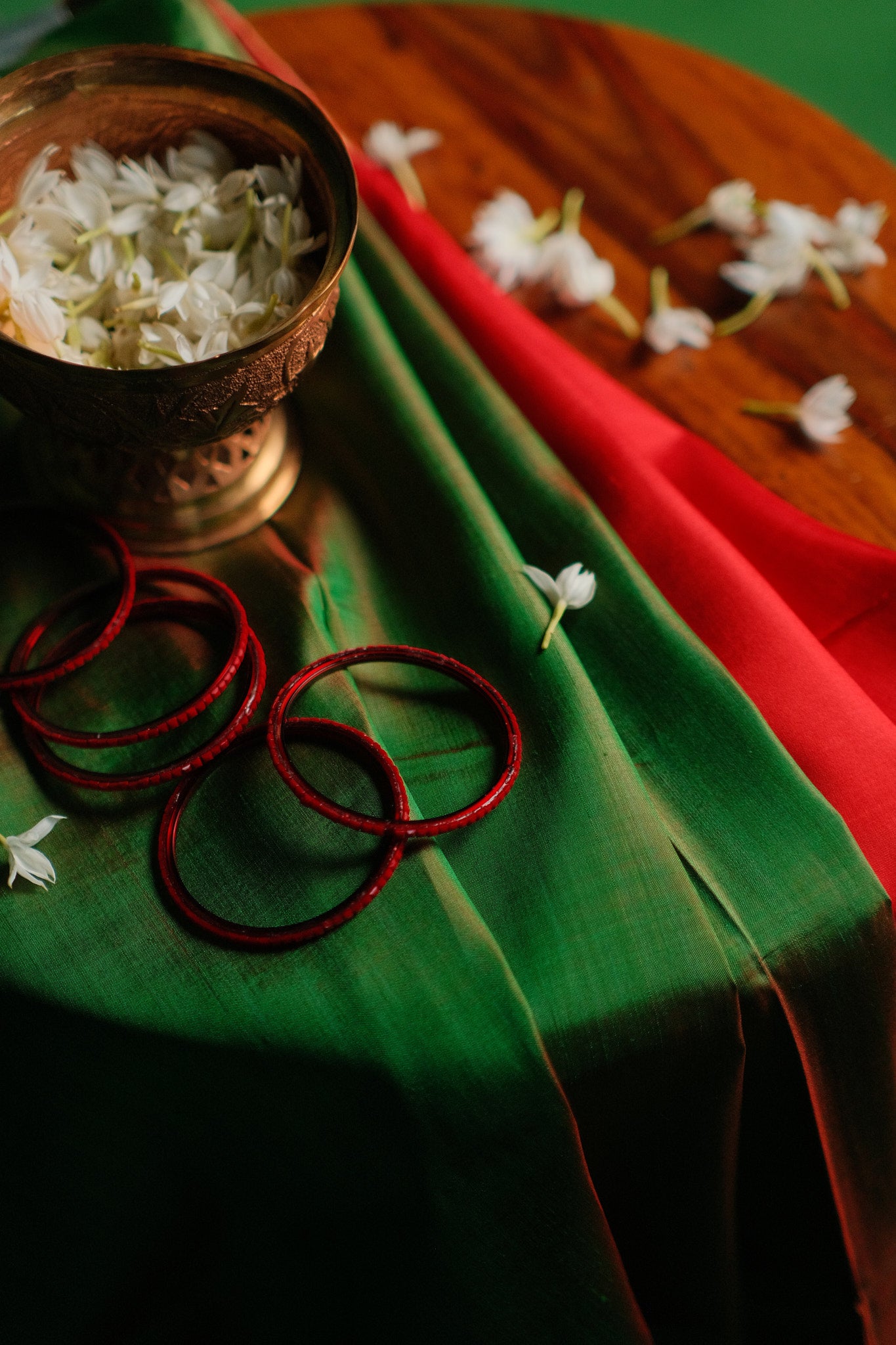 Red Green Judipar Saree