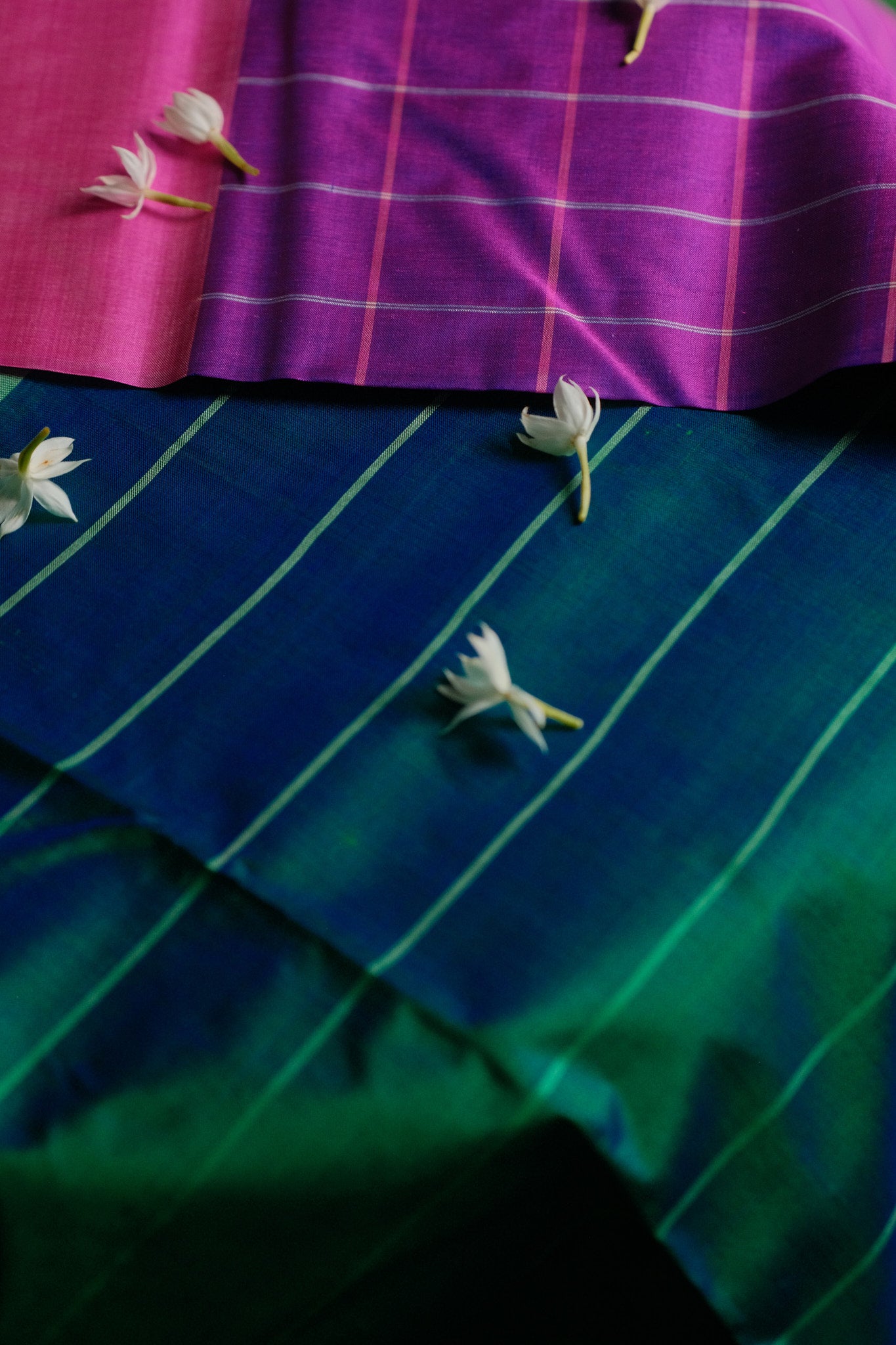 Purple Green Garad Silk Saree