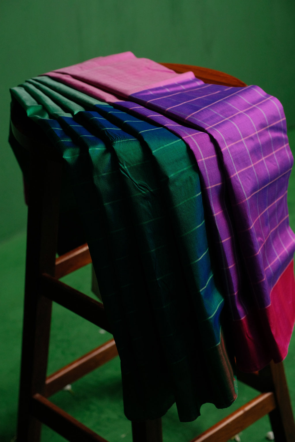 Purple Green Garad Silk Saree