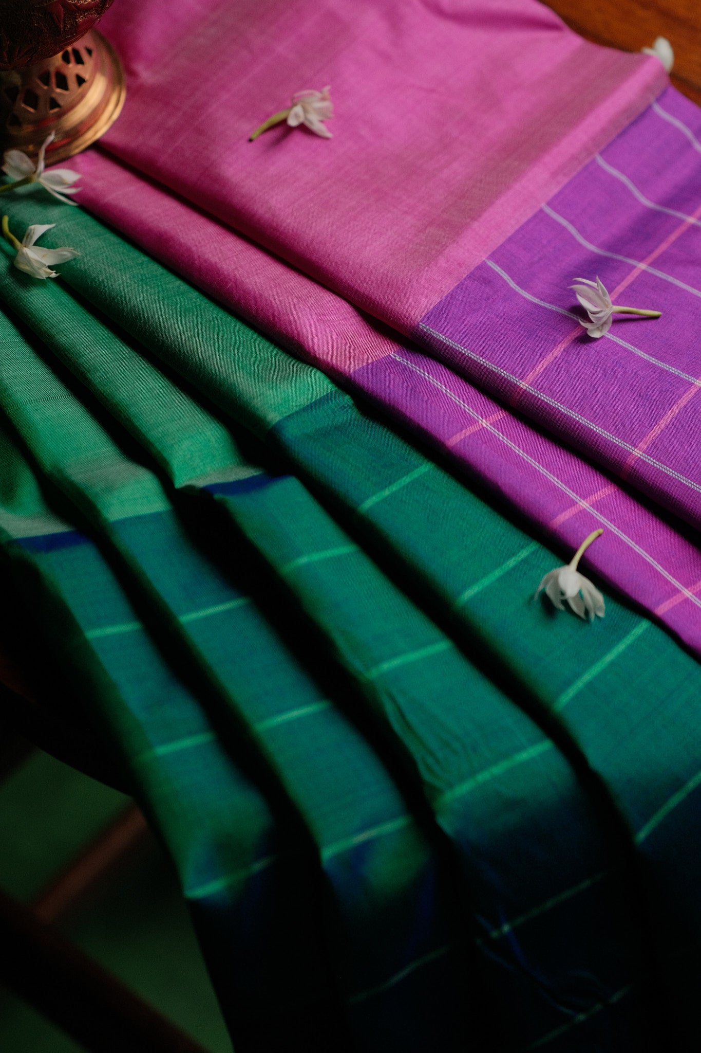 Purple Green Garad Silk Saree