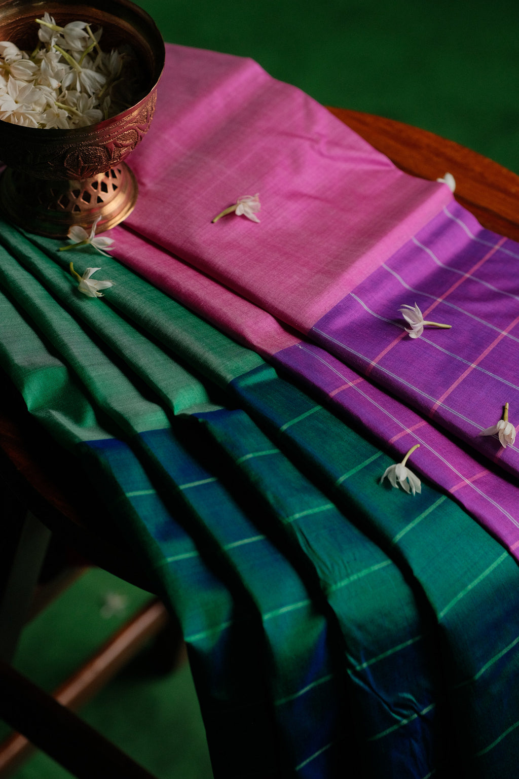 Purple Green Garad Silk Saree
