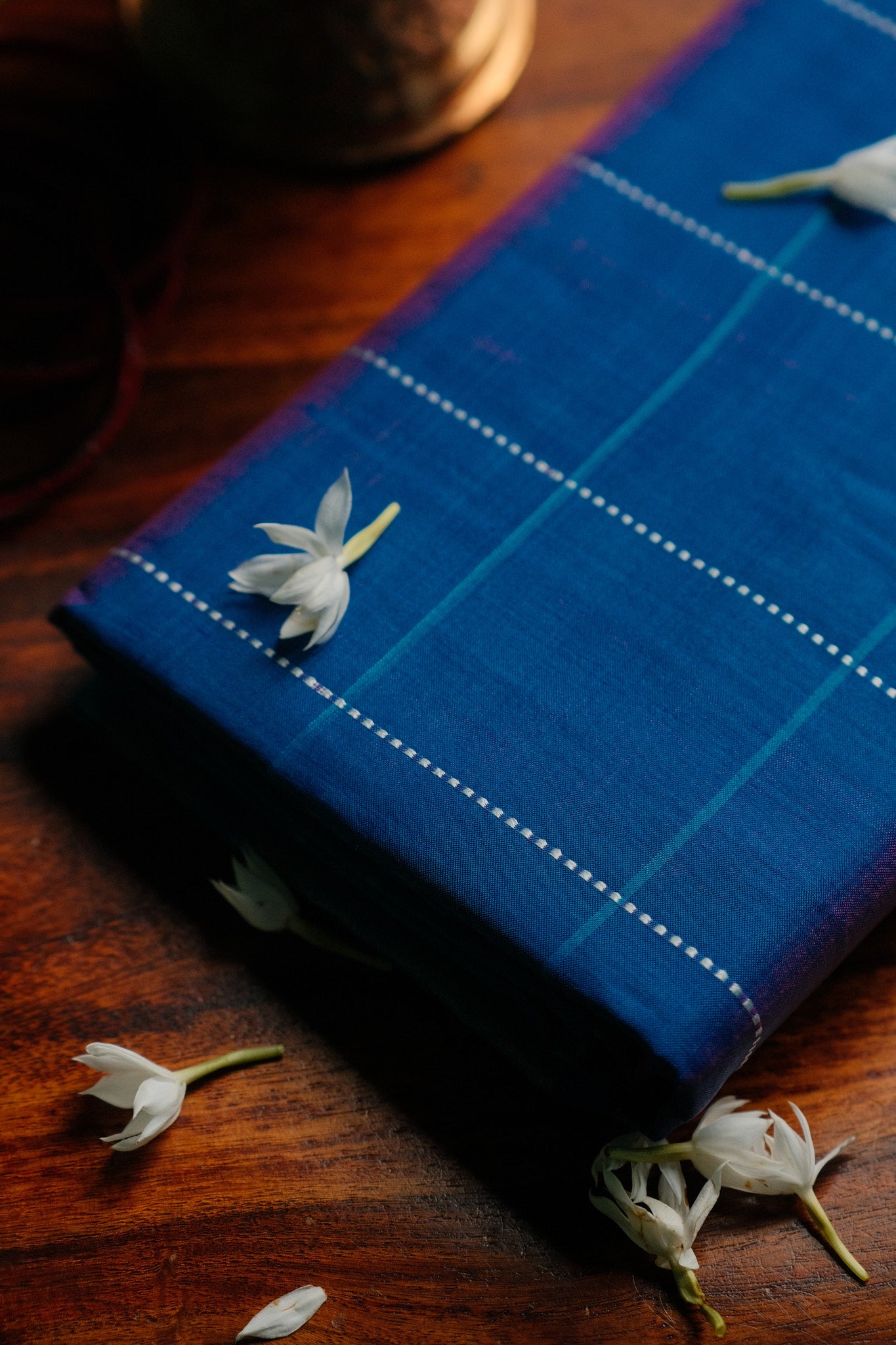 Blue and Red Mangalgiri Saree