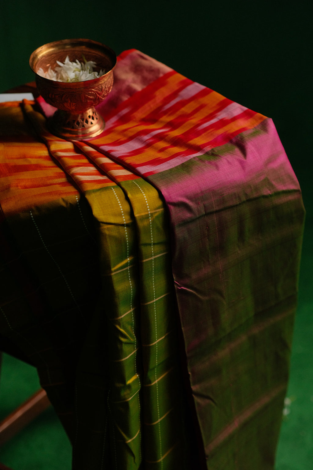 Green and Pink Garad Silk