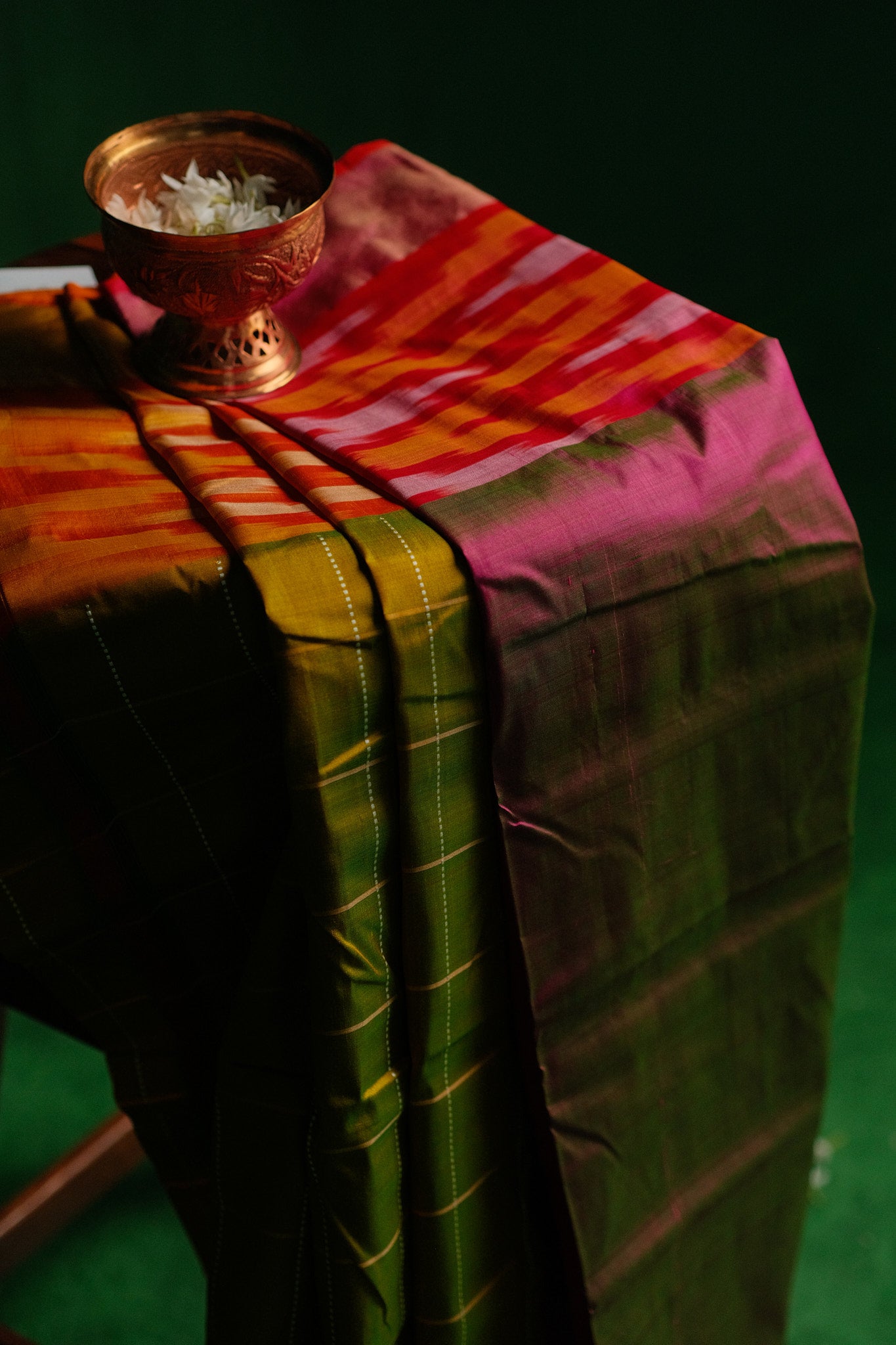 Green and Pink Garad Silk