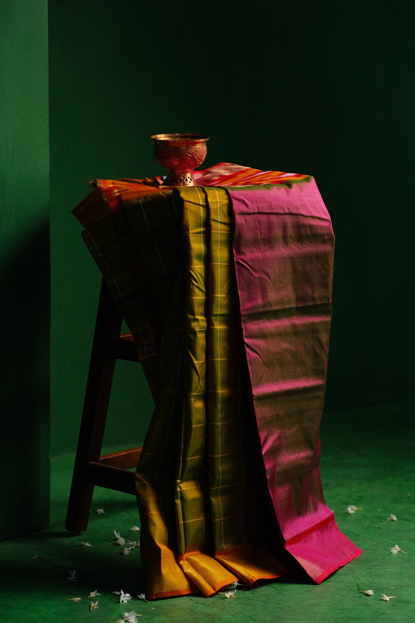 Green and Pink Garad Silk